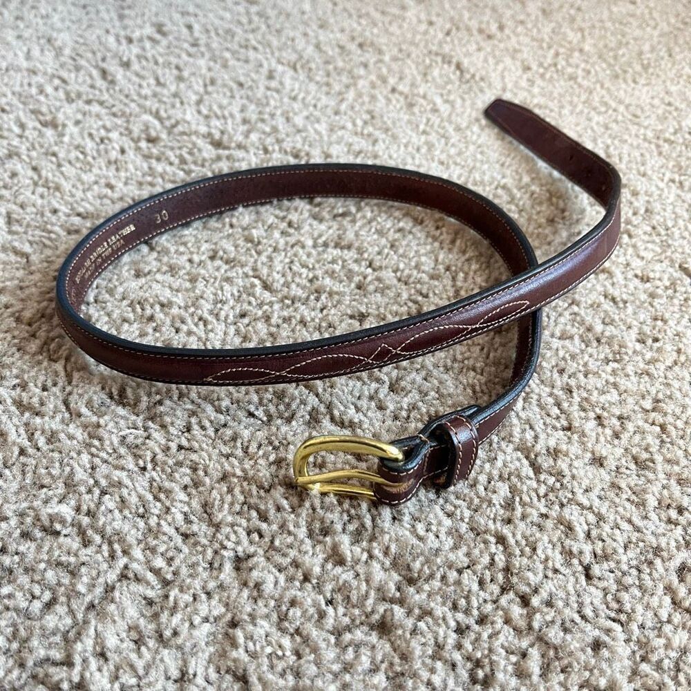 VTG Troy English Bridle Leather Belt Sz 30 USA Brass Equestrian